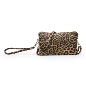 Riley ~ 3 Compartment Crossbody/Wristlet -Leopard-Mustard