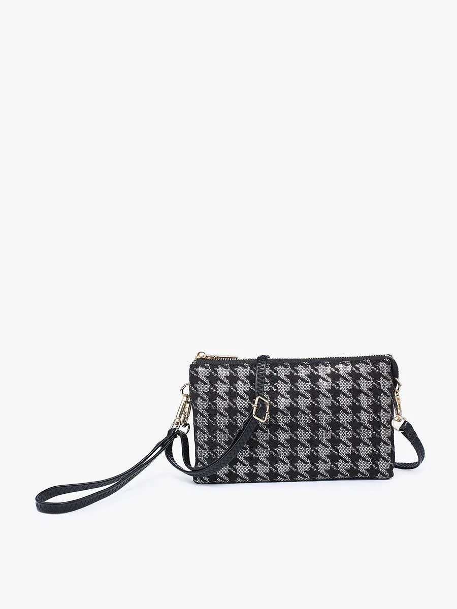 Riley Clutch & Crossbody: Black Sequin Houndstooth