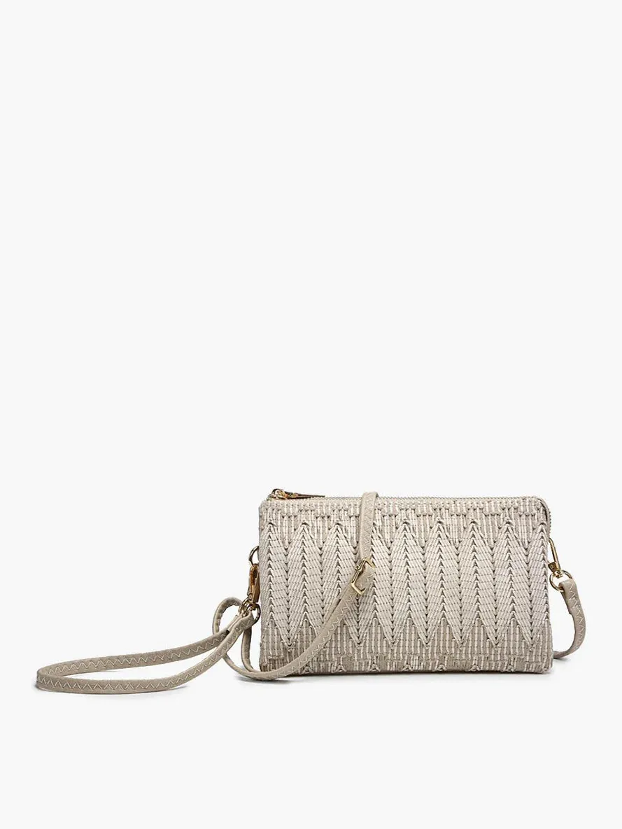 RILEY WOVEN HERRINGBONE LIGHT GREY CROSSBODY HANDBAG