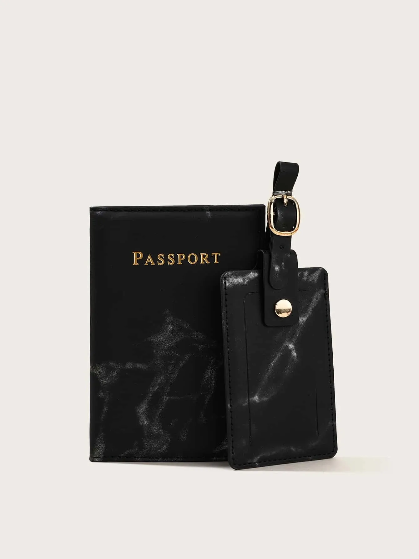 SHEIN Letter Graphic Marble Graphic Passport Case With Luggage Tag