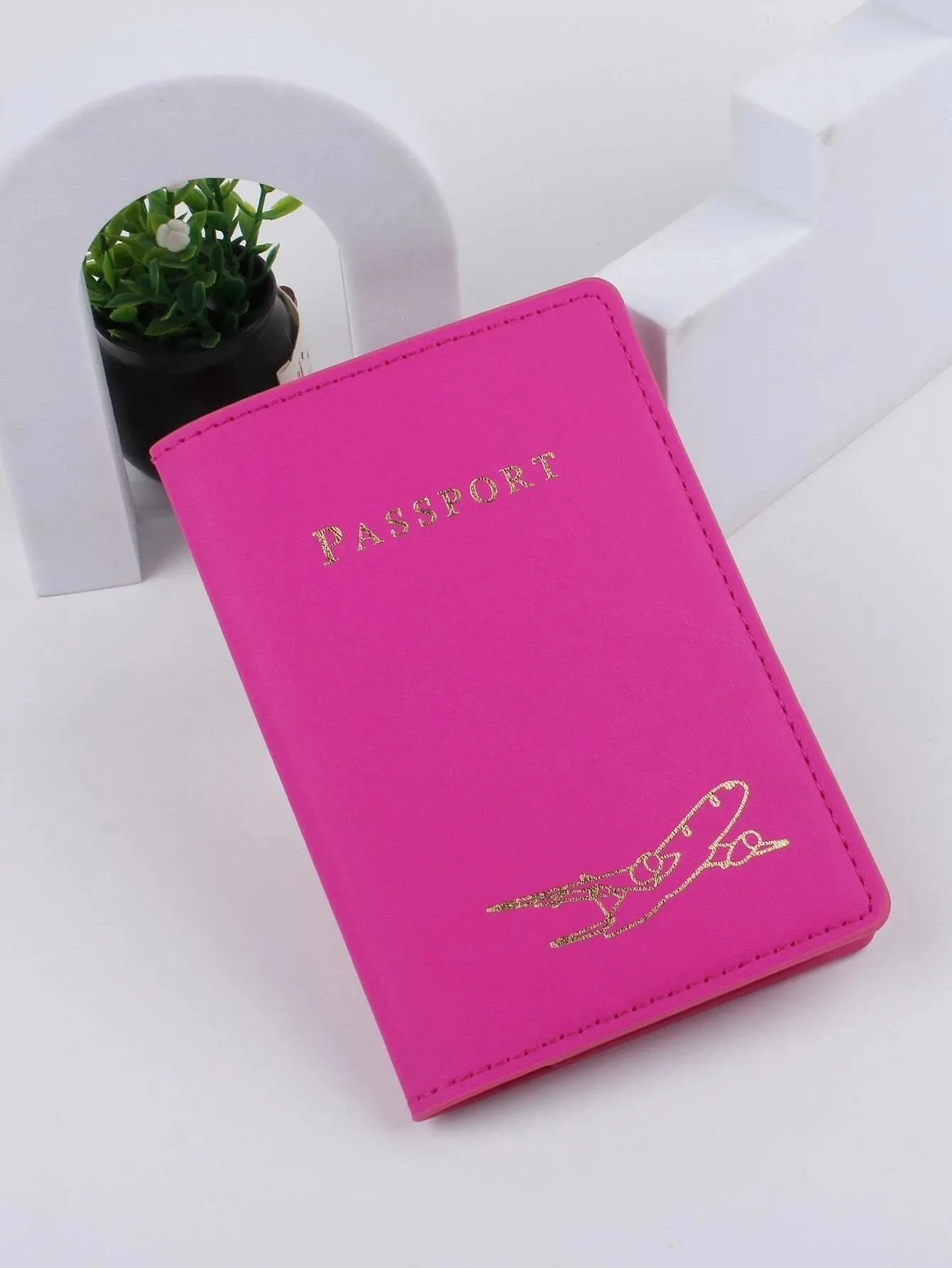 Shein Plane & Letter Graphic Passport Case