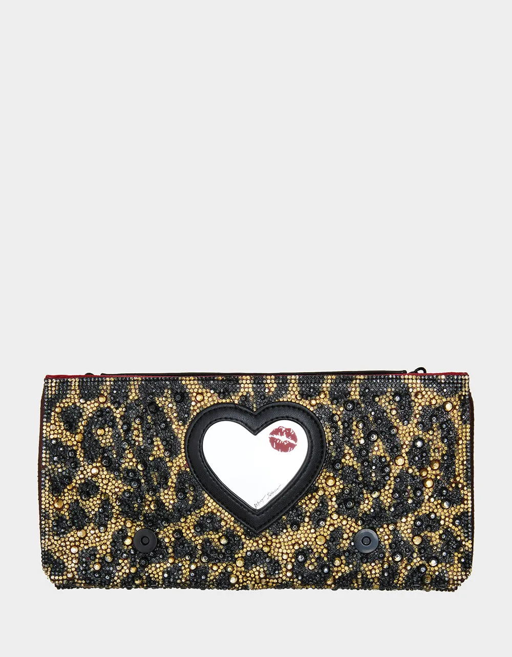 SOFT RHINESTONE CLUTCH LEOPARD