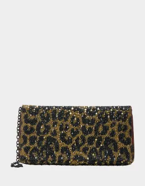 SOFT RHINESTONE CLUTCH LEOPARD