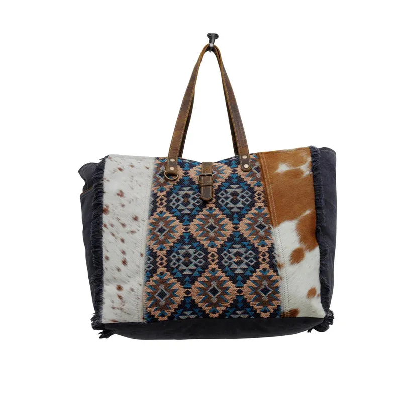 Southwestern Cowhide Weekender Bag