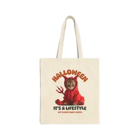 Spooky Cat Cotton Canvas Tote Bag