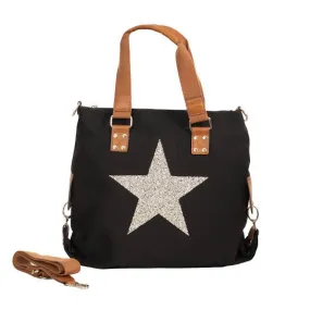 Star Canvas Tote Bag - Black