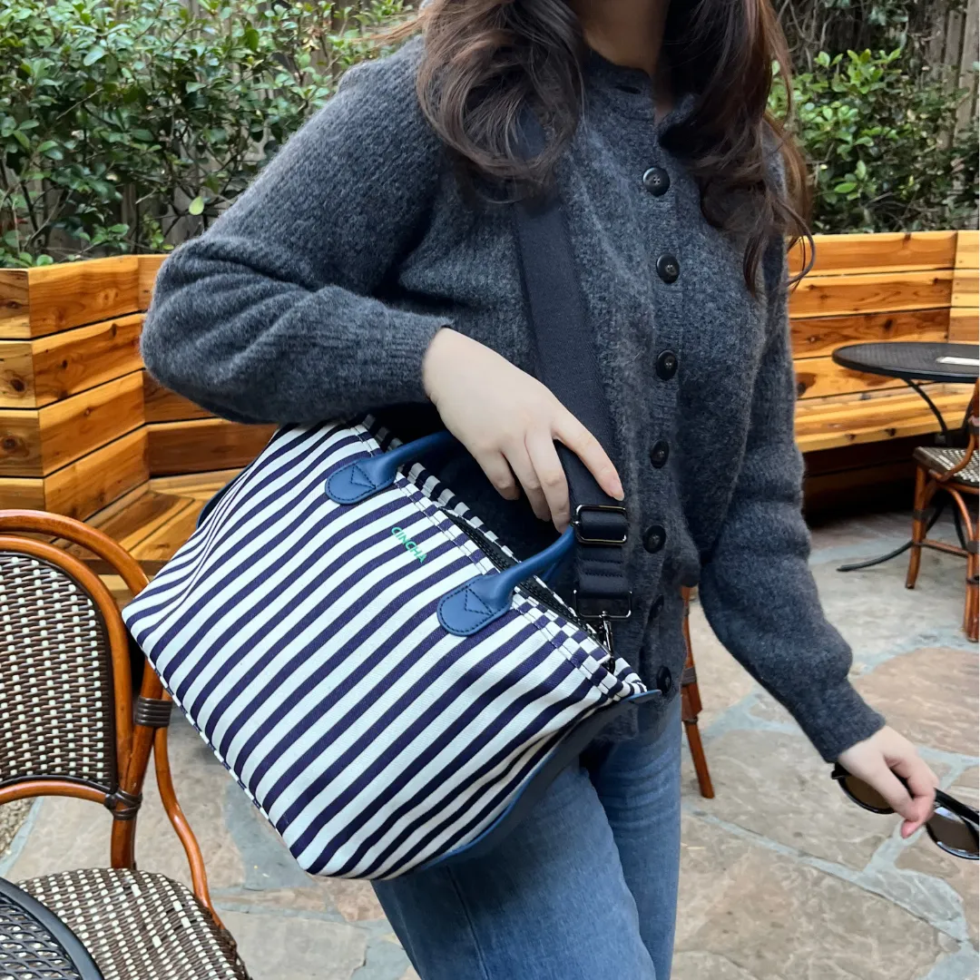 The Mini Canvas Go-Tote - Navy Stripe