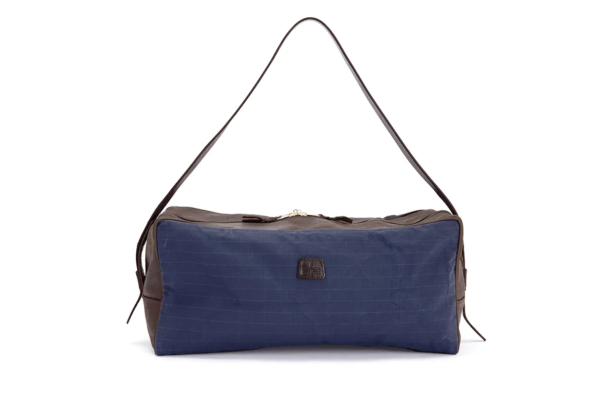 Weekend Warrior Travel Bag - Navy Canvas & Chocolate Leather